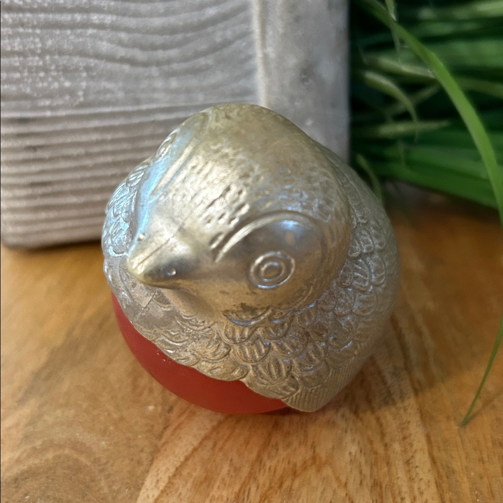 Avon bird Cologne holder empty vintage glass bird silvertone and red glass - Picture 4 of 16